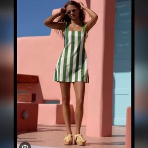 Double Zero Green and White Mini Dress